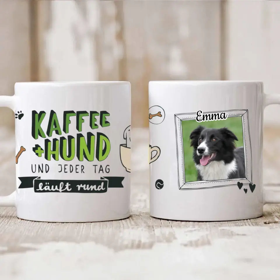 Hunde Foto-Becher mit Spruch "Kaffee und Hund"