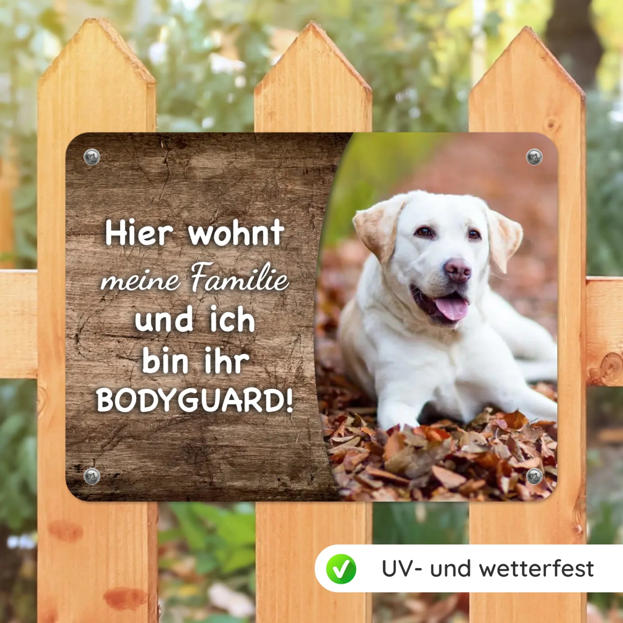 Hunde-Türschild mit Foto & Wunschtext (UV- UND WETTERFEST) - Angebot beim Kauf eines 2. Schildes