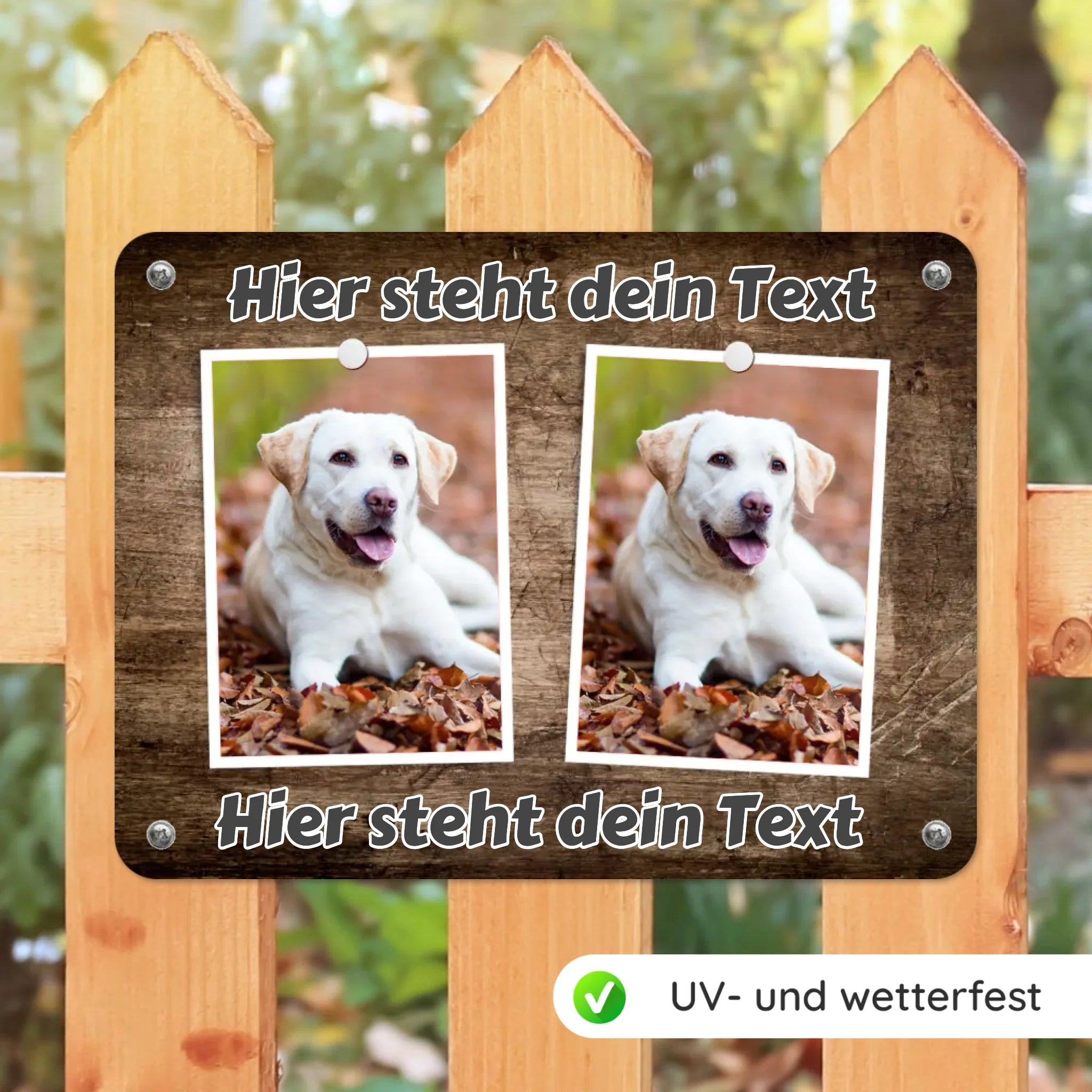 Hunde-Türschild personalisiert mit Foto & Text (UV- und wetterfest)