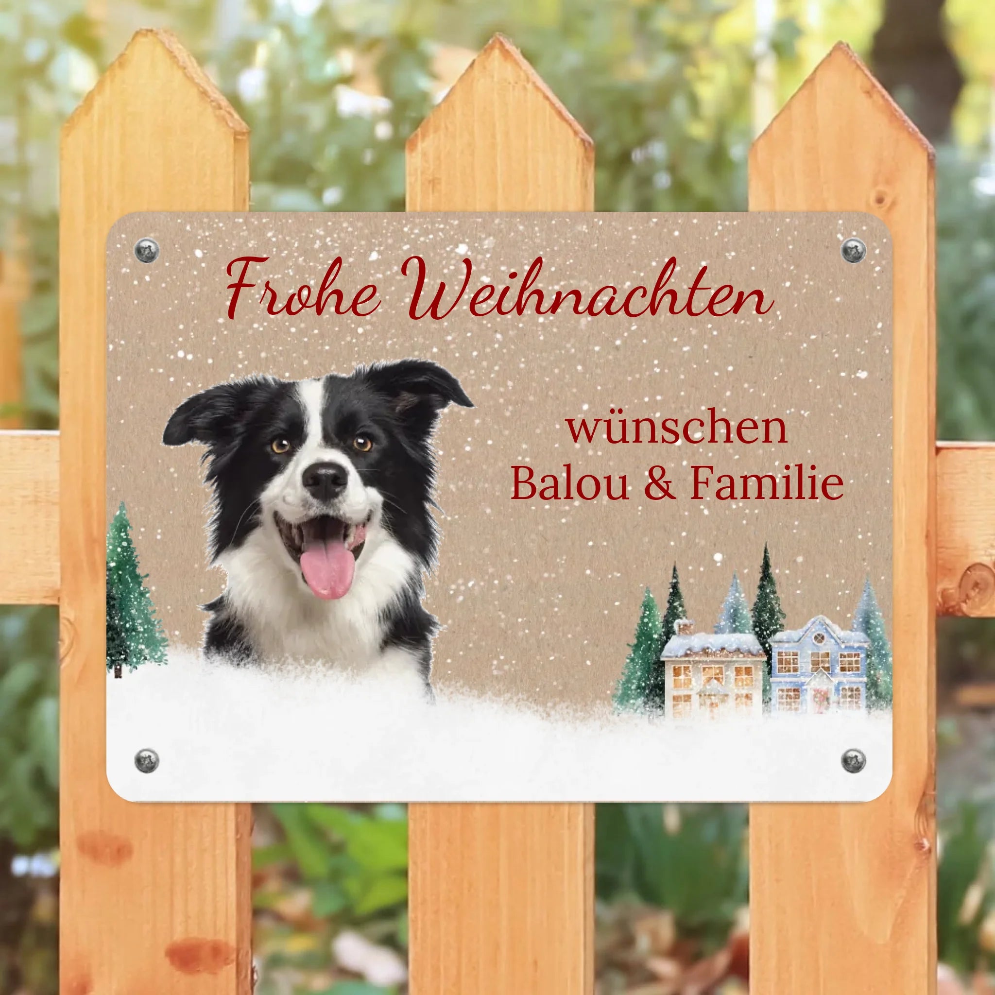 Hunde Weihnachts-Schild personalisiert mit Foto & Text