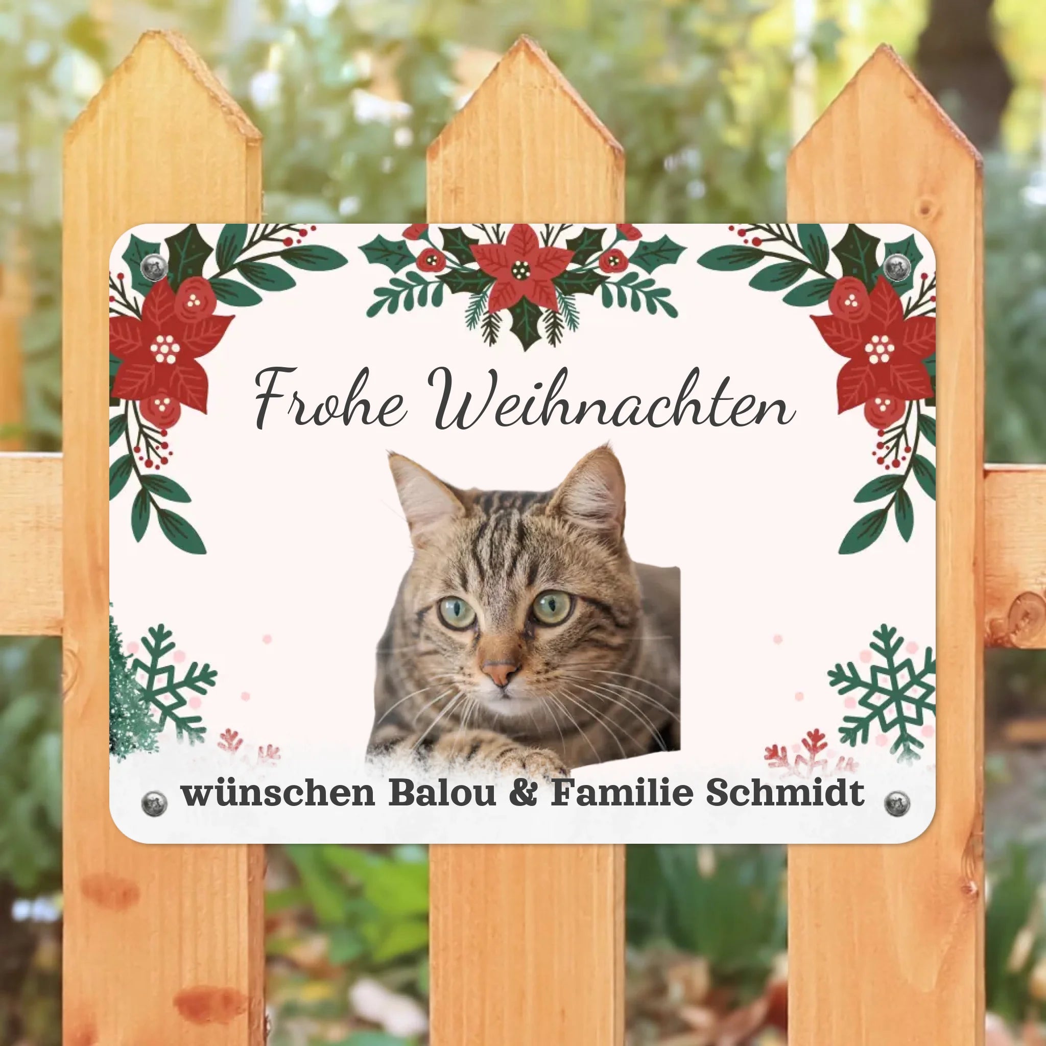 Katzen Weihnachts-Schild personalisiert mit Foto & Text