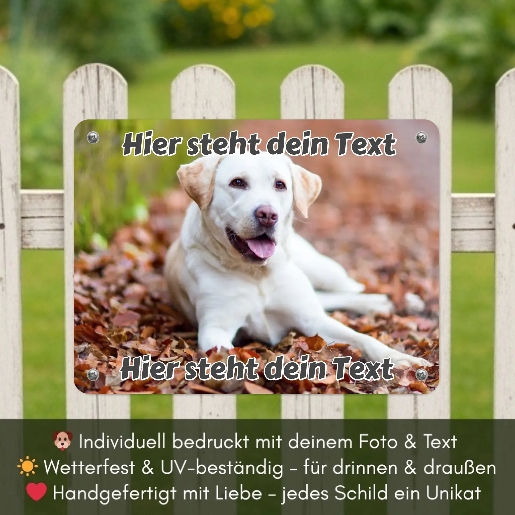 Hunde-Türschild personalisiert mit Foto & Text (UV- und wetterfest)