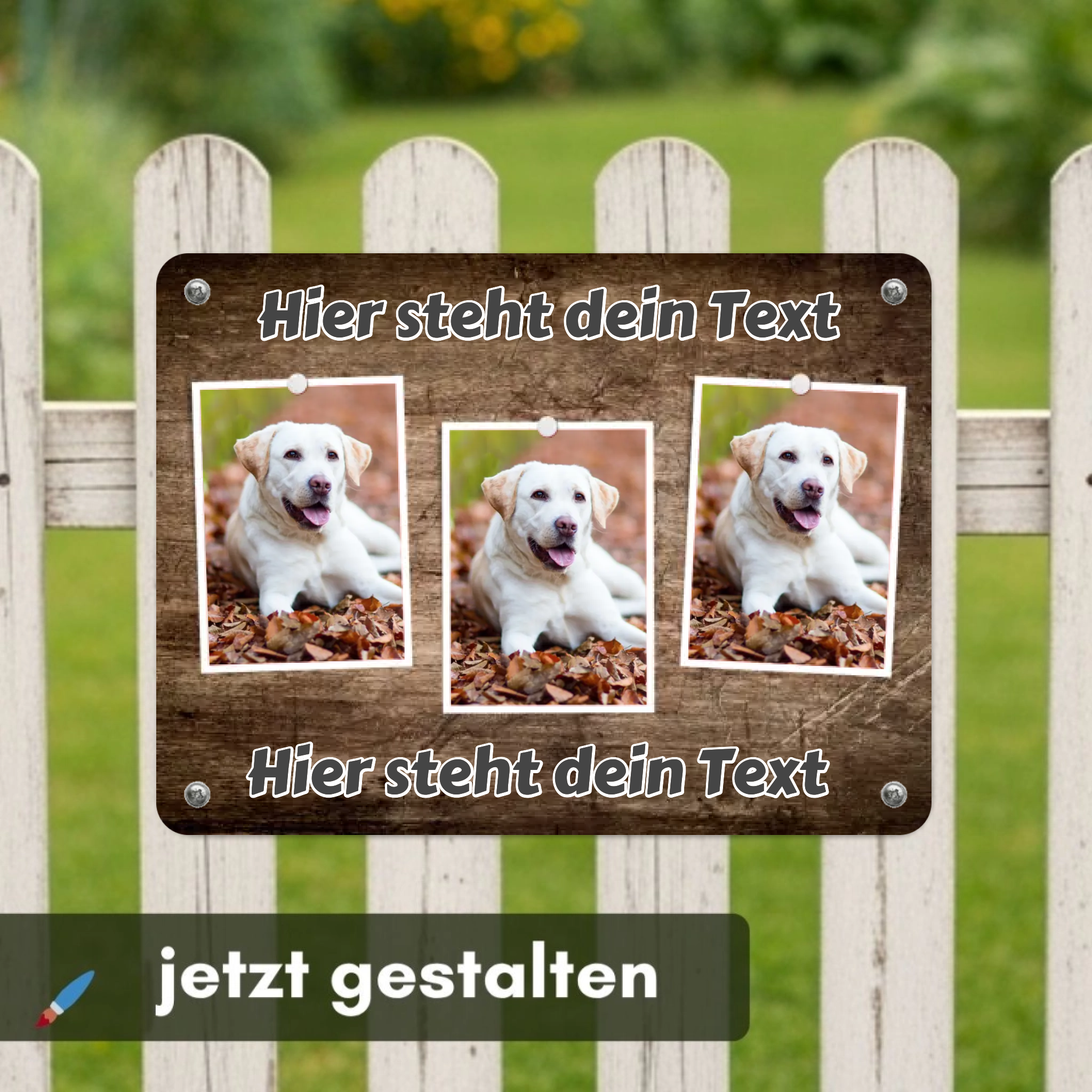Hunde-Türschild personalisiert mit Foto & Text (UV- und wetterfest)