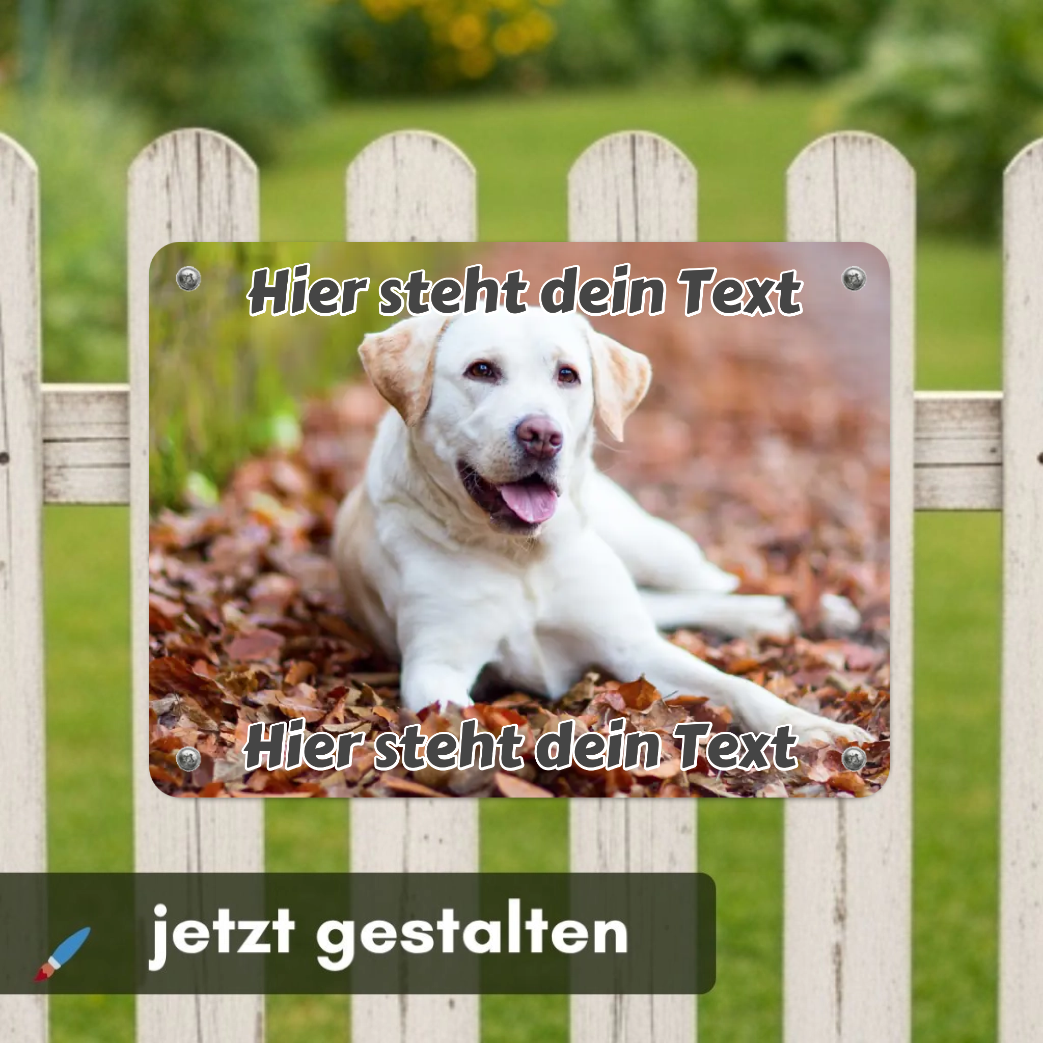 Hunde-Türschild personalisiert mit Foto & Text (UV- und wetterfest)