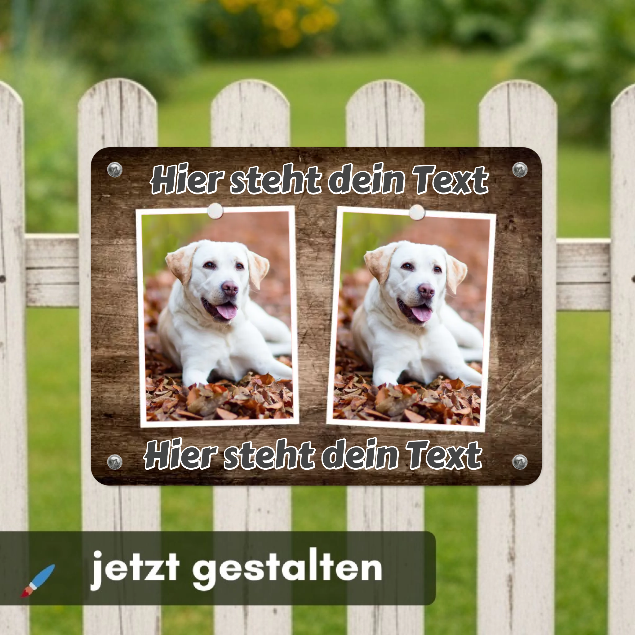 Hunde-Türschild personalisiert mit Foto & Text (UV- und wetterfest)