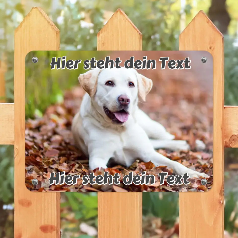 Hunde-Türschild personalisiert mit Foto & Text (UV- und wetterfest)