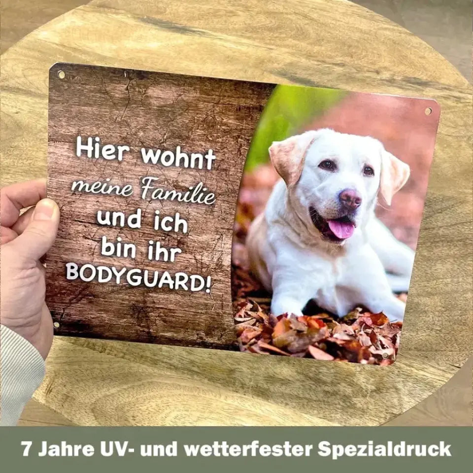 Hunde-Türschild personalisiert mit Foto & Text (UV- und wetterfest)