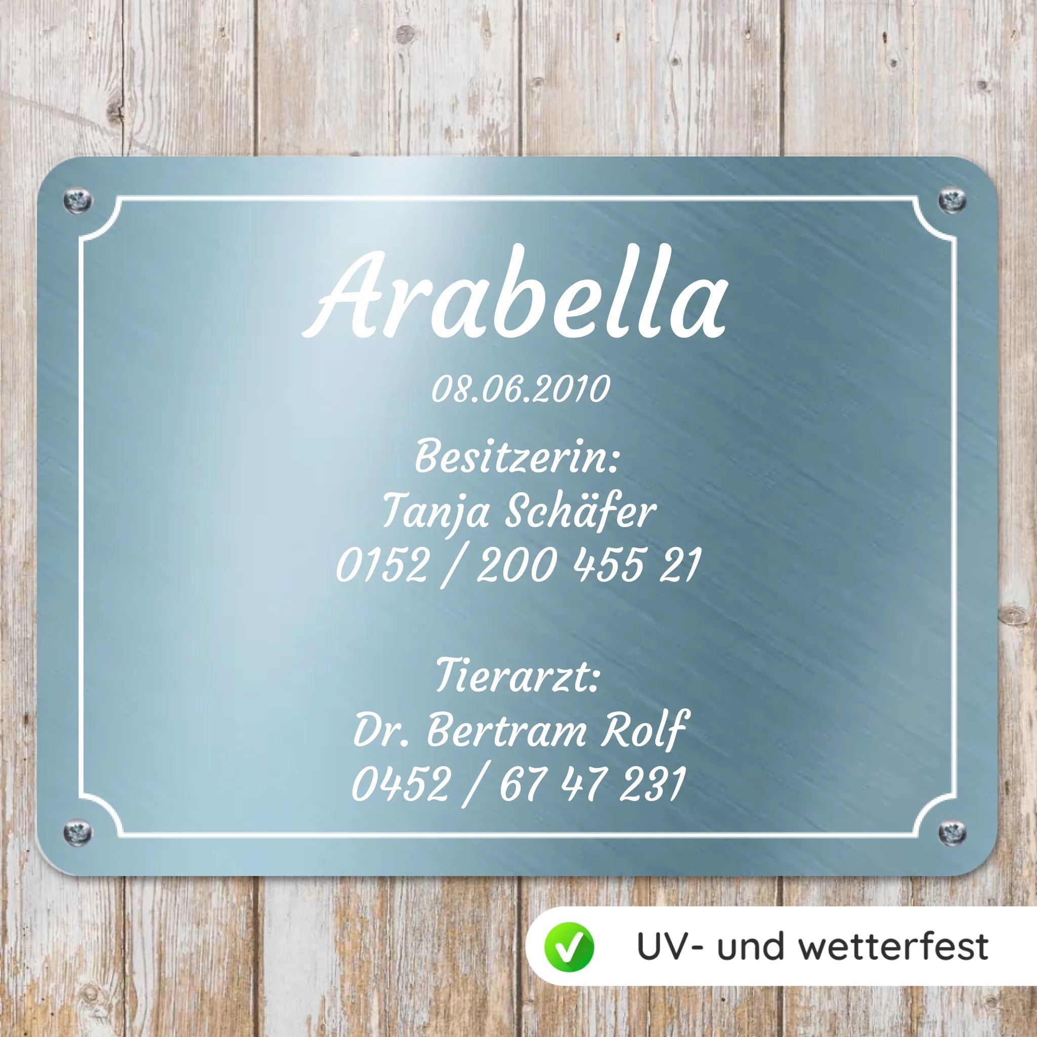 Pferde Boxenschild mit Wunschtext (UV- und wetterfest)