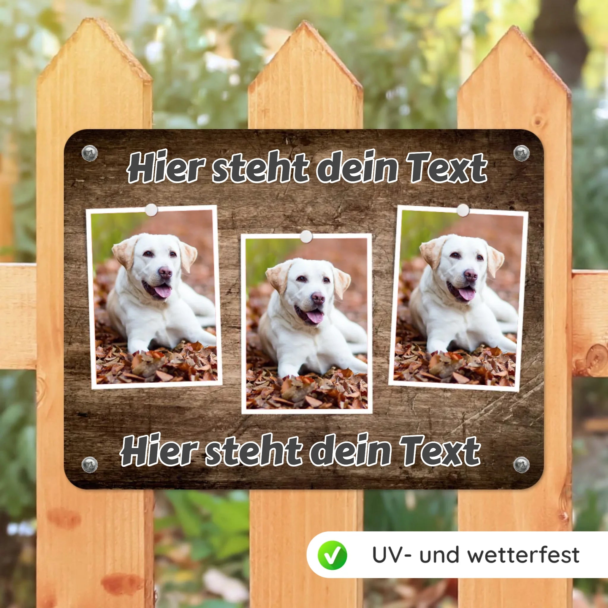 Hunde-Türschild personalisiert mit Foto & Text (UV- und wetterfest)