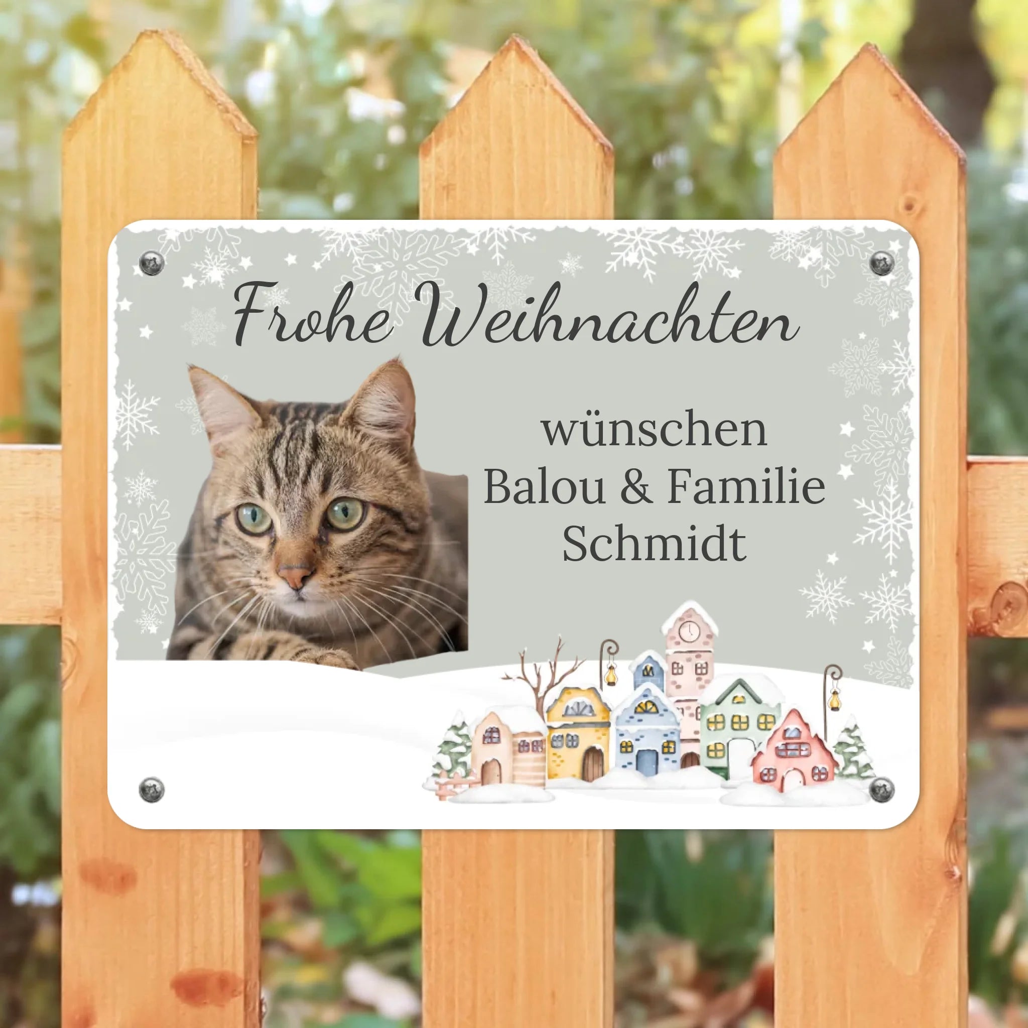 Katzen Weihnachts-Schild personalisiert mit Foto & Text