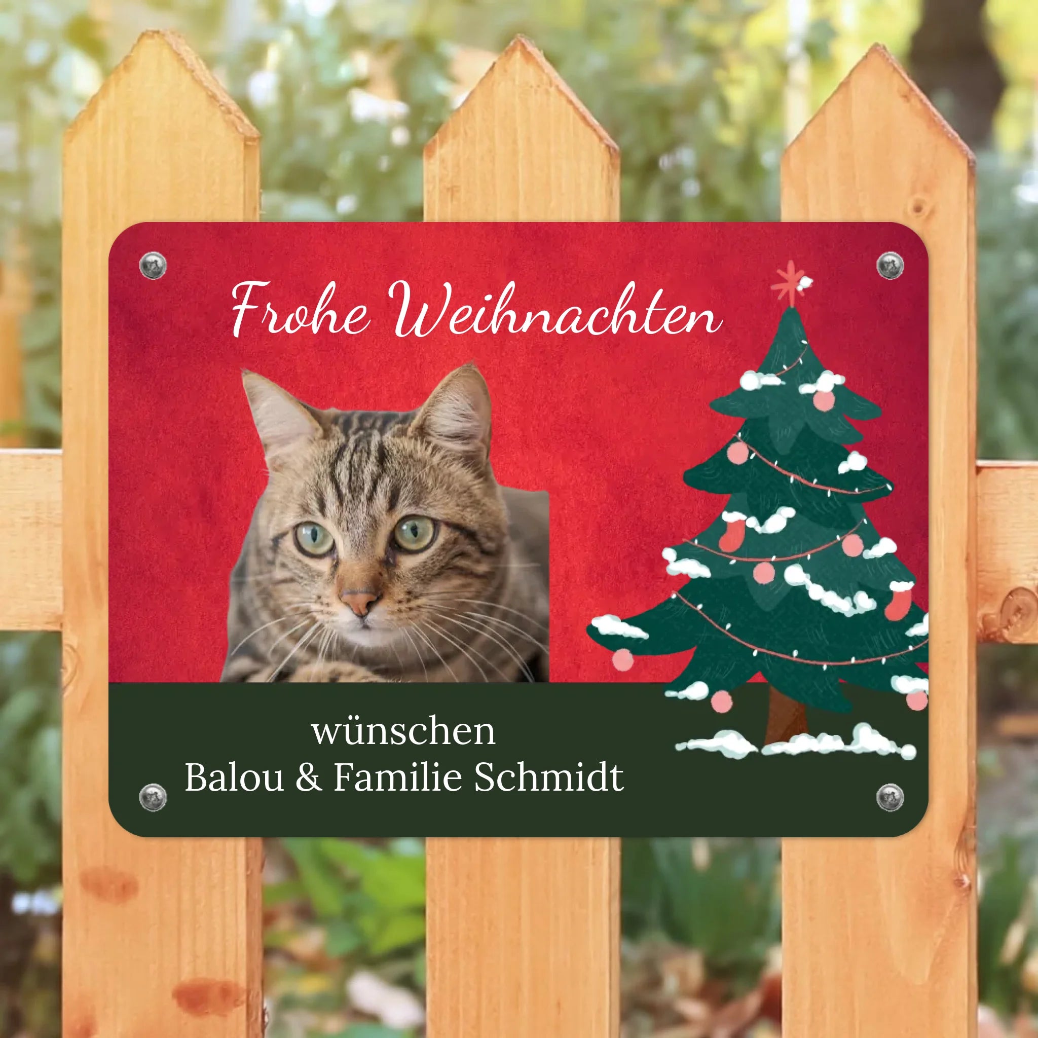 Katzen Weihnachts-Schild personalisiert mit Foto & Text