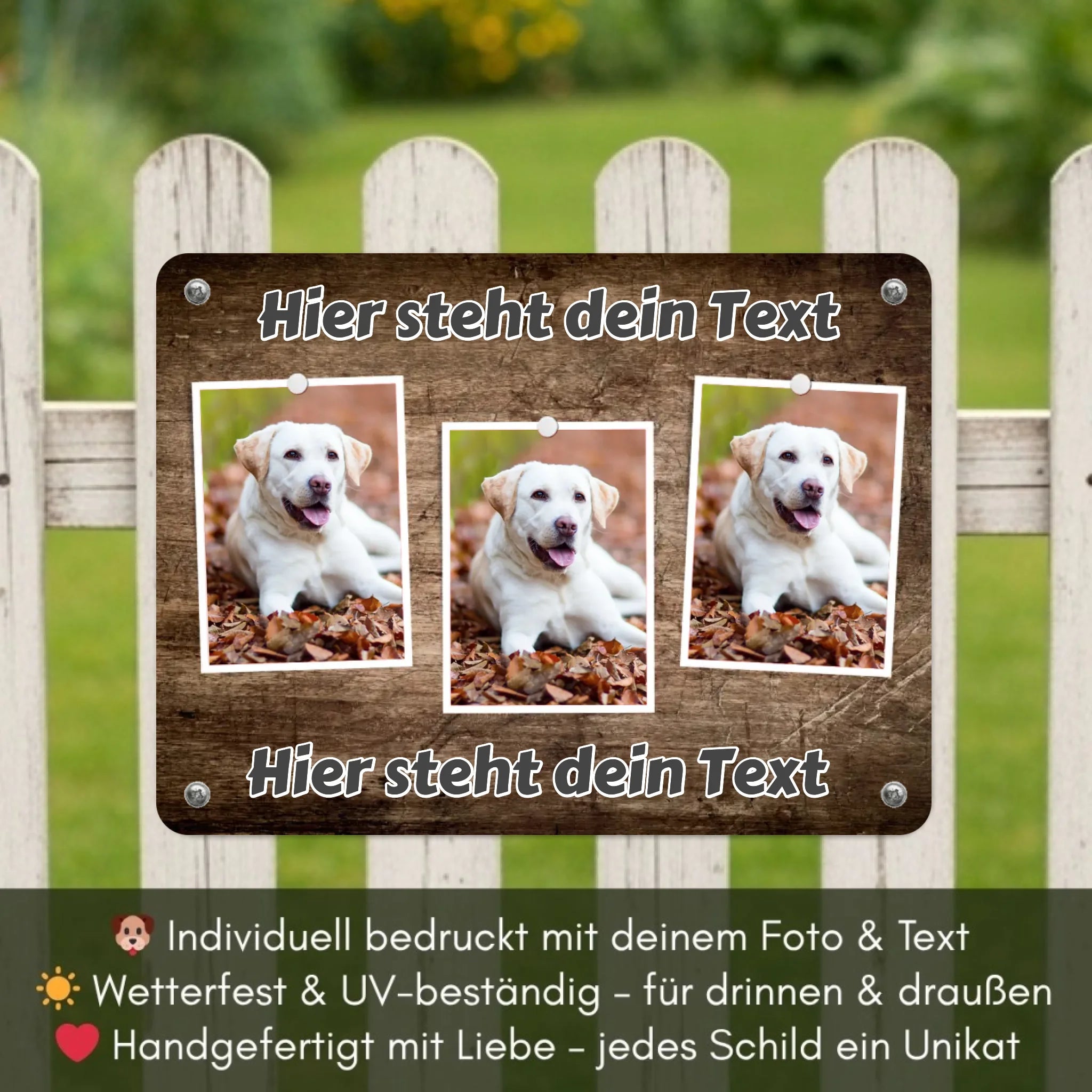 Hunde-Türschild personalisiert mit Foto & Text (UV- und wetterfest)