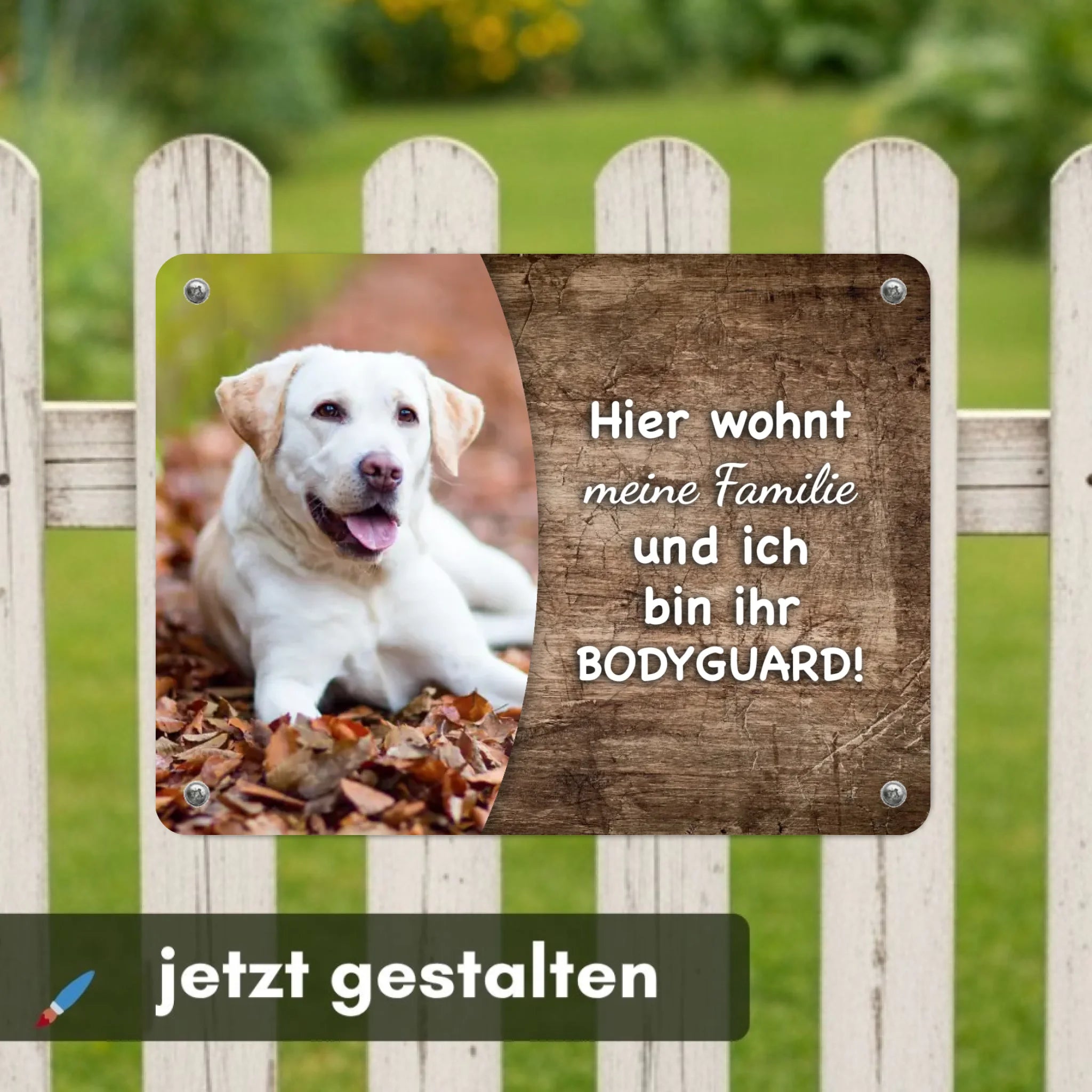 Hunde-Türschild personalisiert mit Foto & Text (UV- und wetterfest)