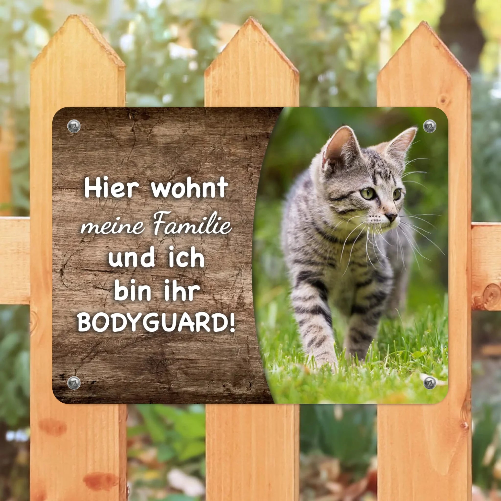 Katzen-Türschild personalisiert mit Foto & Text (UV- und wetterfest)