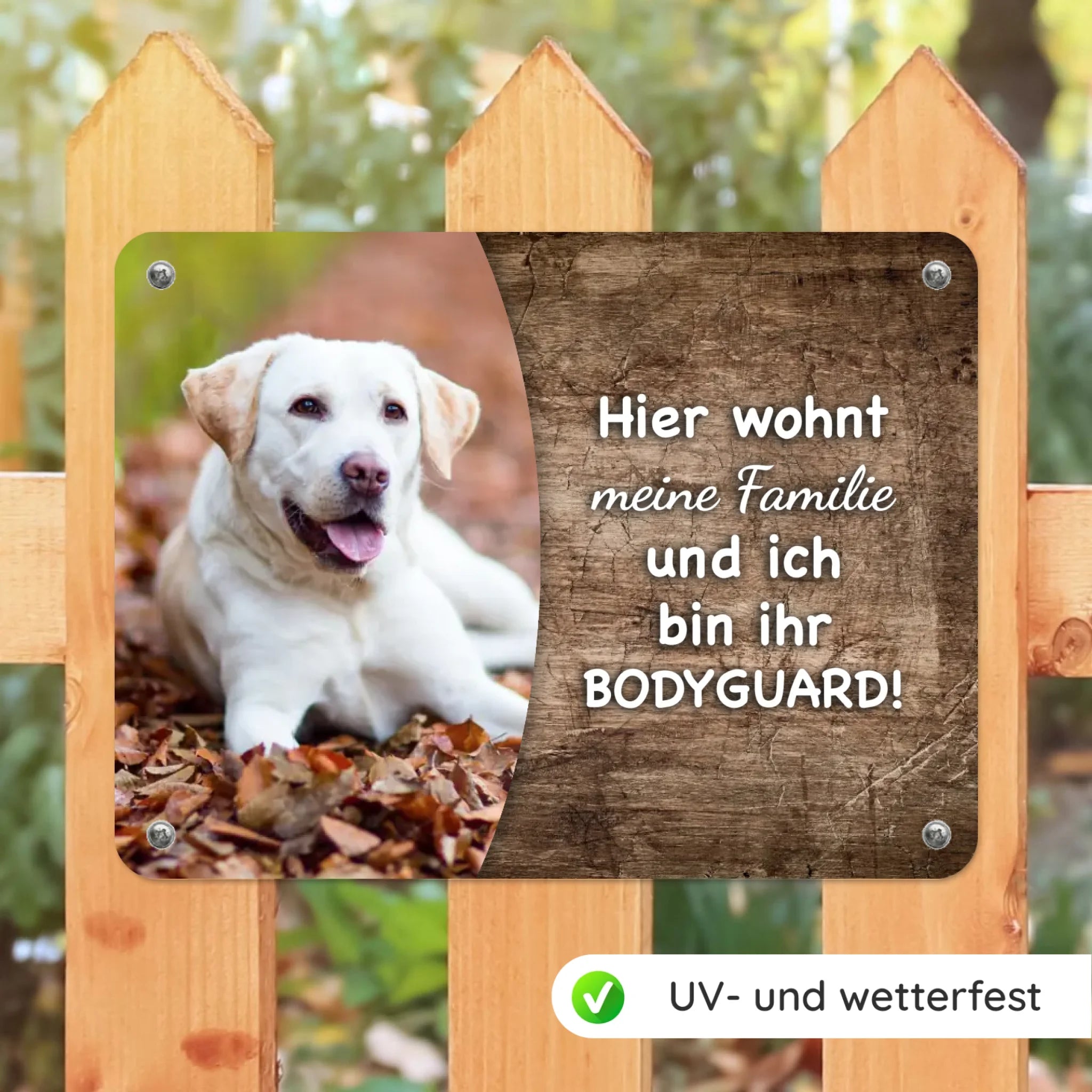 Hunde-Türschild mit Foto & Wunschtext (UV- UND WETTERFEST) - Angebot beim Kauf eines 2. Schildes