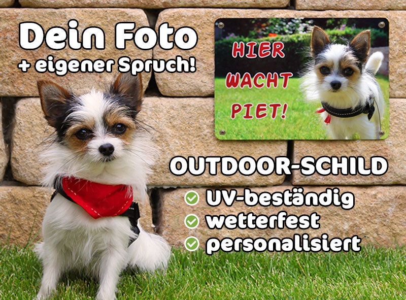 Hunde-Türschild mit Foto & Wunschtext (UV- UND WETTERFEST)