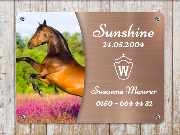 Pferde Boxenschild mit Foto & Wunschtext