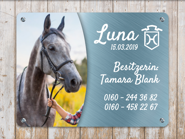 Pferde Boxenschild mit Foto & Wunschtext