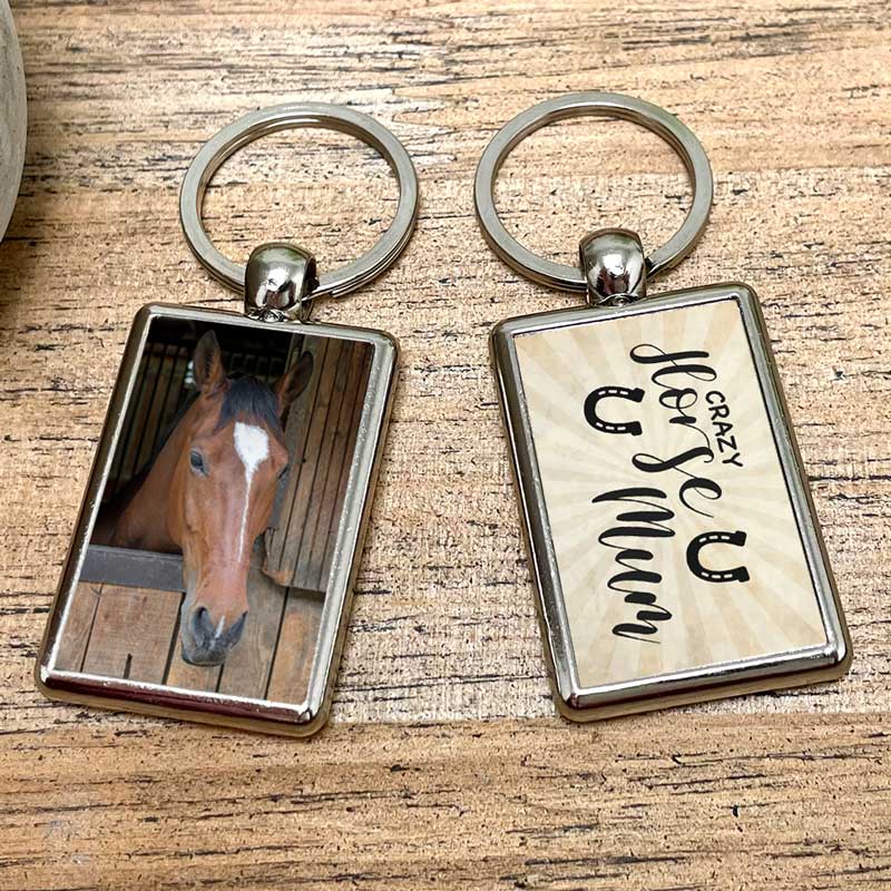 Schlüssel- Anhänger mit Foto + Spruch "Crazy Horse Mum"