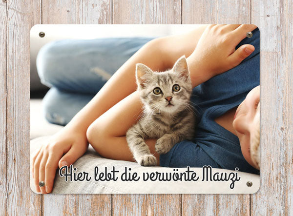 Katzen-Türschild mit Foto & Wunschtext