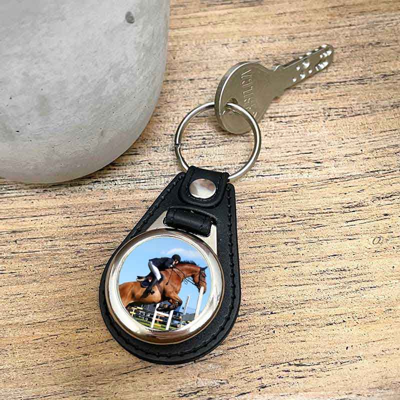 Schlüssel- Anhänger mit Foto „Leder“ + Einkaufswagen- Chip